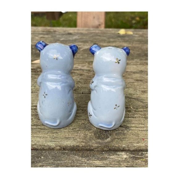 Vintage Salt & Pepper Mini Pigs Blue White - Picture 3 of 9